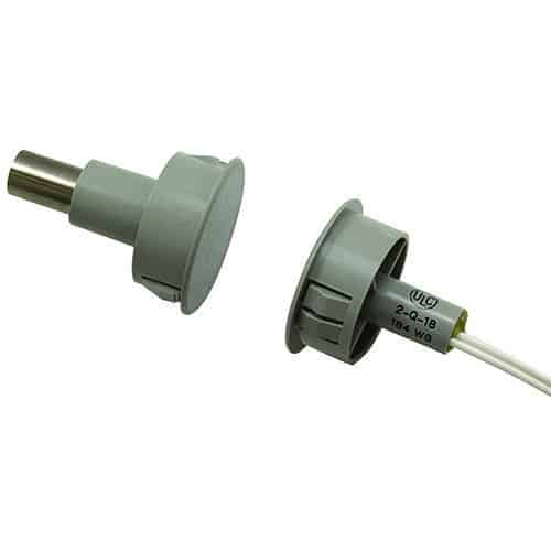 GRI GI-E18412WGG 184 Series 1" Steel Door Recessed Switch Set, Wide Gap, 10W, 200VDC, 0.40 Amp, Closed Loop, N/O, A, and U.L. 10C Fire Rated, Gray