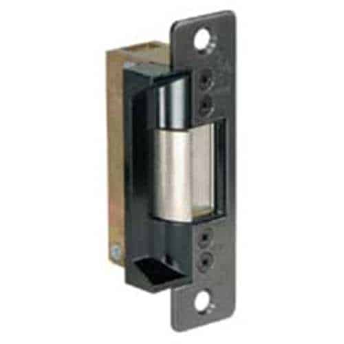 Metallic door lock mechanism on a white background