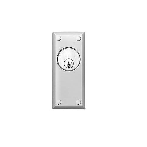 Metallic key plate on a white background