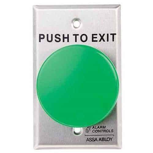 Alarm Controls TS-21G Request-to-Exit Station with 1/2" Green Push Button, Single Gang, 402 Stainless Steel