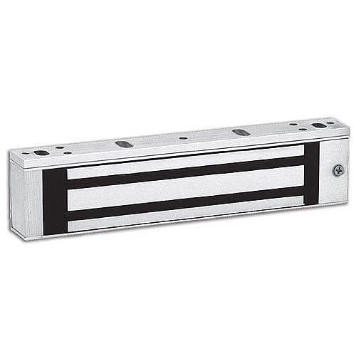 A magnetic door lock on a white background