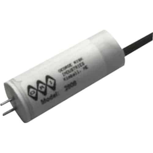 A cylindrical sensor manufactured by George Risk Industries on a white background