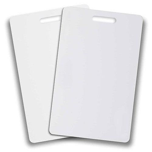 Two white key cards on a white background