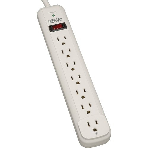 Tripp Lite STRIKER Protect It! 7-Outlet Surge Protector, 6' Cord, 1080 Jouless, Diagnostic LED, Light Gray Housing