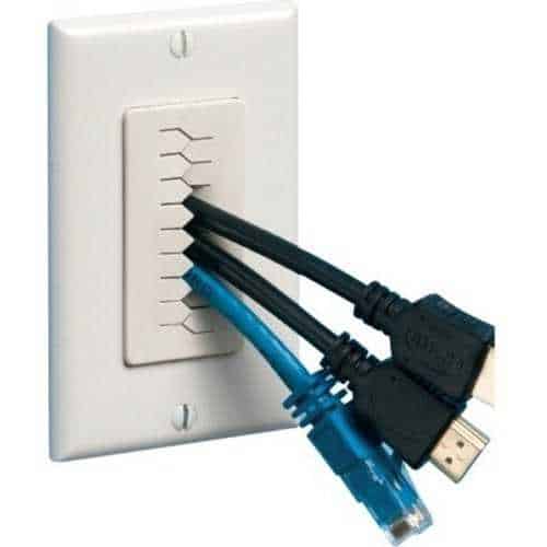 Arlington CED130WP Cable Entry Device with Slotted Cover, White Non-metallic, Includes #6 screws and with Wall Plate