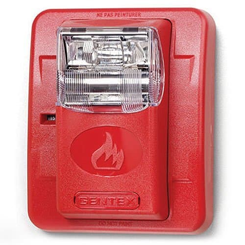 Gentex GES24-177WR Commander2 Strobe Only, Fixed 177CD Strobe, Wall Mount, Red Faceplate