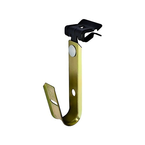 Metallic hook with black clip on a white background