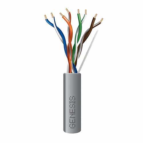 Genesis 50781109 CAT5e Riser Cable, 24/4 Solid BC, Unshielded, UTP, CMR, Sunlight Resistant, 1000' (304.8m), REELEX Pull Box, Gray
