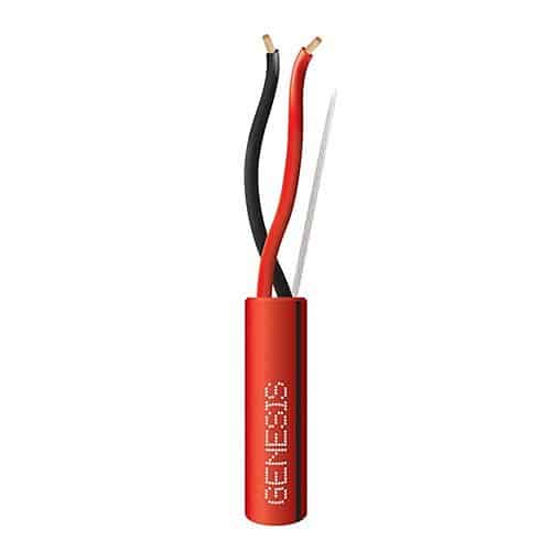 Genesis 43065504 18/2 Solid Riser Fire Alarm Cable, Unshielded, FPLR, CL3R, FT4, Sunlight Resistant, 500' (152.4m), REELEX Pull Box, Red