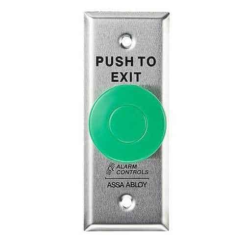 Alarm Controls TS-27 Request-to-Exit Station, Narrow Stile Wall Plate, 1-1/2" Push Button, 302 Stainless Steel