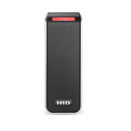 Black HID reader on a white background