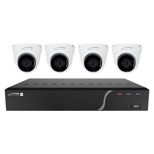 Speco ZIP84T4 8-Channel NVR Surveillance Kit with 4-Digital Deterrent Turret Cameras, 4TB