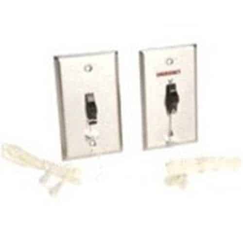 Edwards Signaling CFA Series Pull Cord Switch, blank, maintained contacts, stainless steel faceplate, 125AC/DC, 3A/0.5A