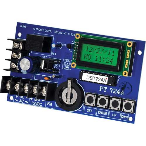 Altronix PT724A 365 Day 24 Hr Annual Event Timer Board, 12/24 V, 3" Length x 5-1/4" Width x 1" Height