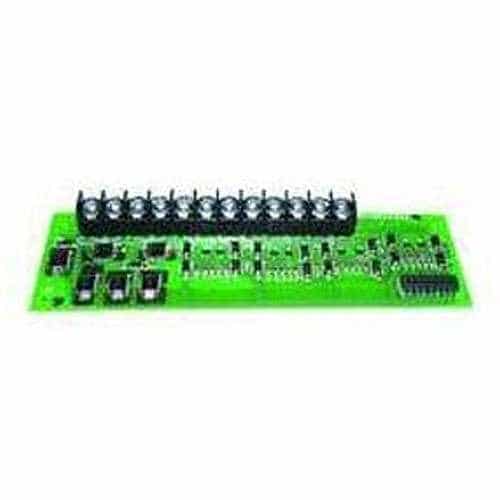 Electronic circuit board with components on a white background