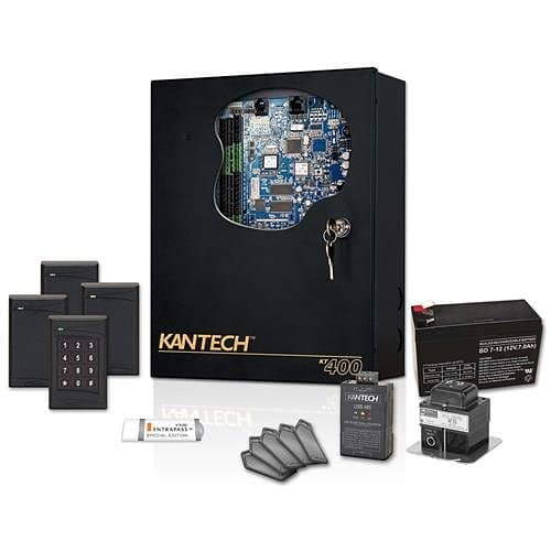 Kantech SK-SE403 EntraPass Special Edition Ethernet-Ready 4-Door Controller Starter Kit, 14-Piece, (1) KT-400, (3)P325XSF, (1) P325KPXSF, and Accessories