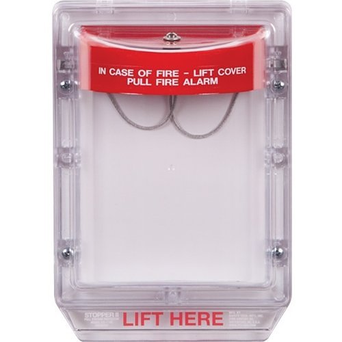 STI 1100 Stopper II with Horn Flush Mount, Fire Label, Red