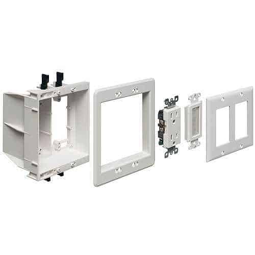 Arlington TVBU505K Two-Gang Recessed TV Box for Power and Low Voltage Kit, White
