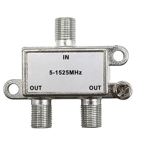 Metallic electronic component with labeled ports on a white background