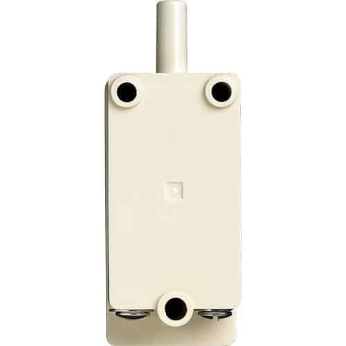 Rectangular electronic device with cylindrical top and multiple ports on a white background