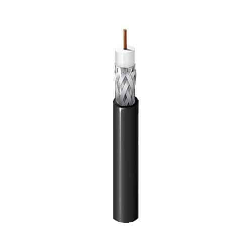 Belden 1506A 0101000 RG-59 Coaxial Video Cable, 75 ohm SDI Coax,20AWG Solid Bare Copper Conductor, FEP Insulation, Foil 95% Tinned Copper Braid Shield, PVC Jacket, CMP, 1000' (304.8m) Reel, Black