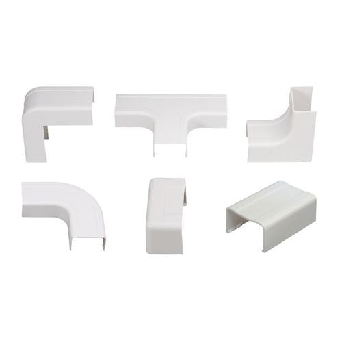 Set of white plastic brackets on a white background