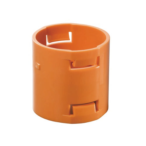 Orange plastic component on a white background
