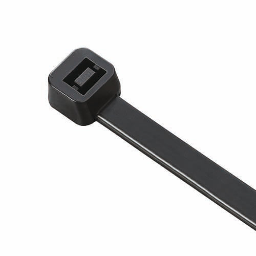 Black cable tie on a white background