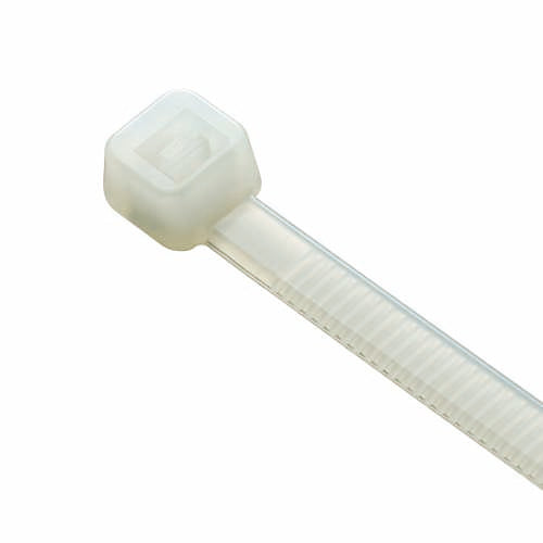 White zip tie on a white background