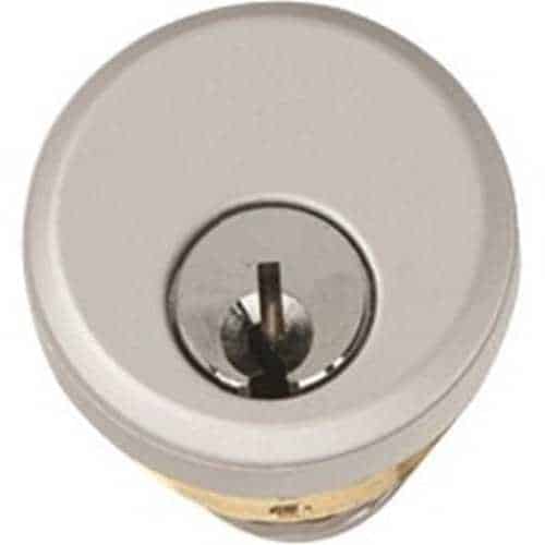 Metal lock mechanism on a white background