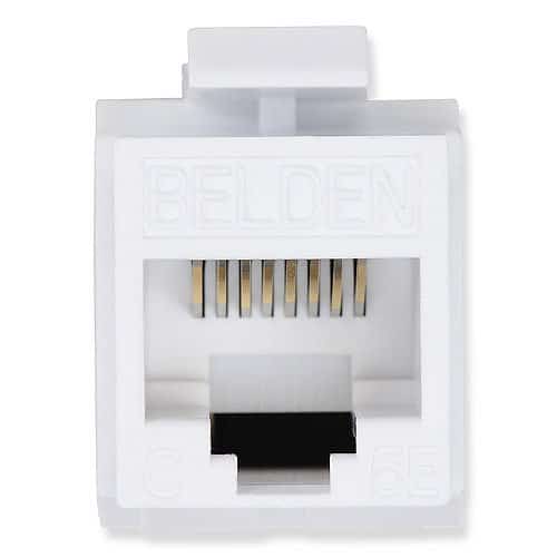 White electronic connector on a white background