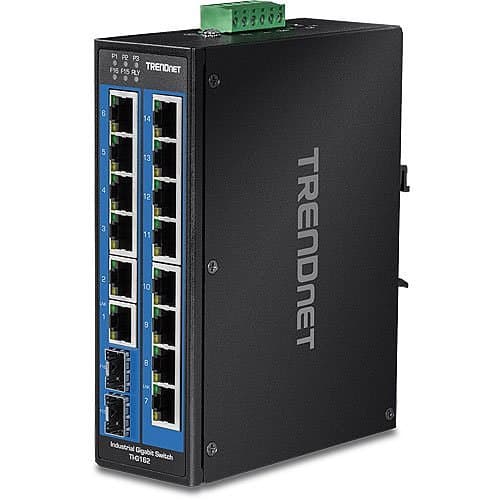 TRENDnet TI-G162 16-Port Hardened Industrial Unmanaged Gigabit DIN-Rail Switch