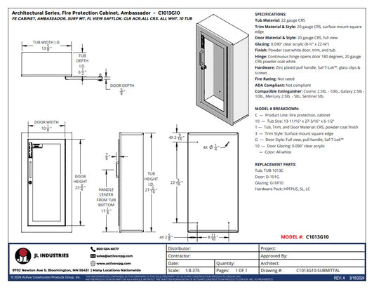 JL Industries 1013G10 Ambassador Fire Extinguisher Cabinet