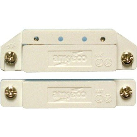 Two white plastic connectors with gold screws on a white background