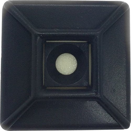 Single black plastic adhesive cable tie mount