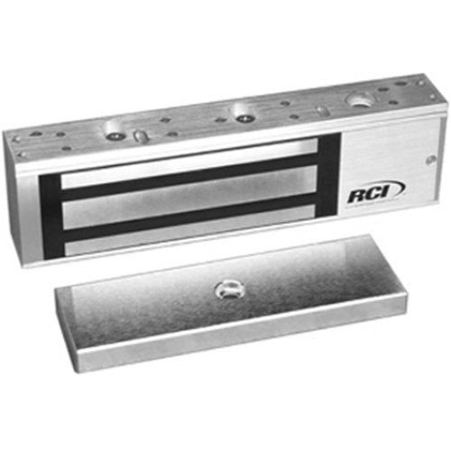RCI 8310 Single MultiMag Electromagnetic Lock, 1200 lb, 12/24VDC, Brushed Anodized Aluminum
