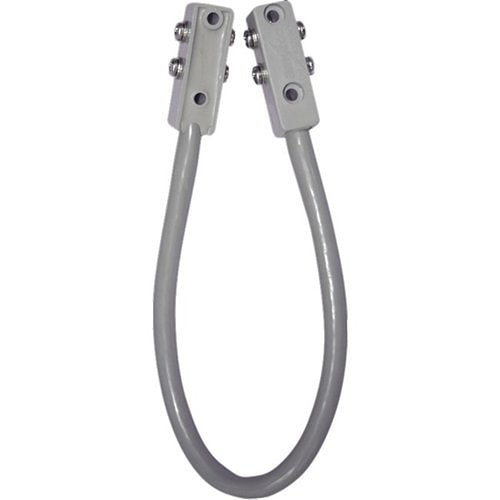 Gray cable with metal connectors on a white background