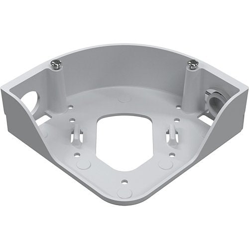 A light gray plastic corner bracket or mounting frame with pre-drilled screw holes and mounting slots, shown on a plain white background.