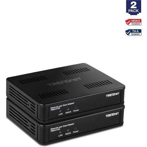 TRENDnet TMO-312C2K Ethernet over Coax 2.5Gbps Adapter, 2-Pack