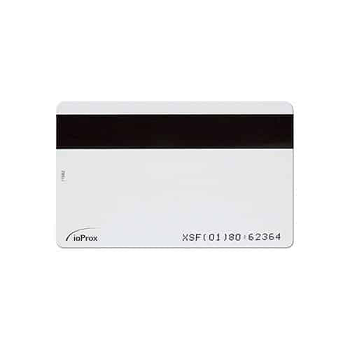 White card with a black magnetic strip on a white background