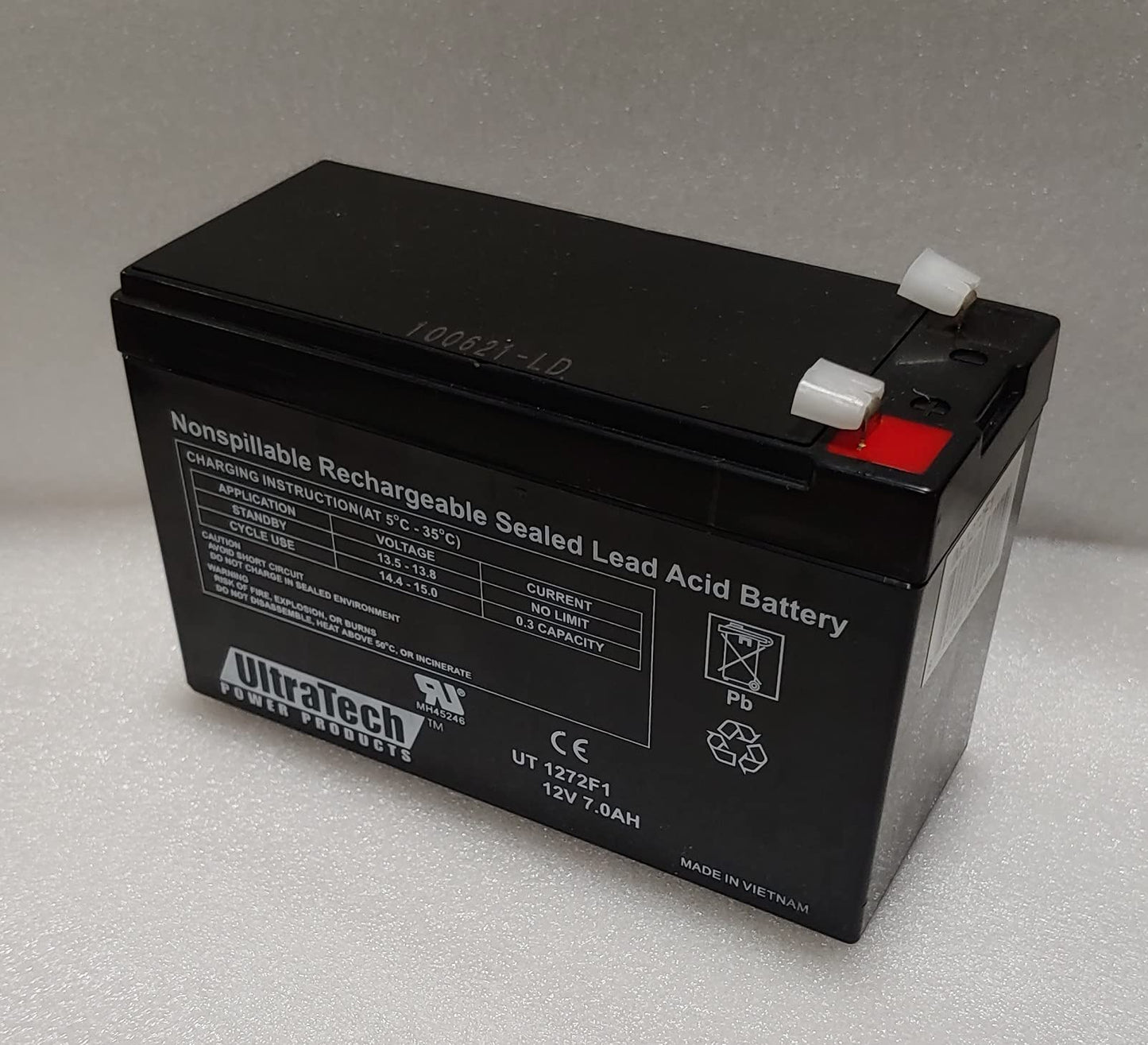 UltraTech 1272F1 12 Volt 7.0 Ah Sealed Lead Acid Battery - F1 Terminal (Replaces UT 1270)