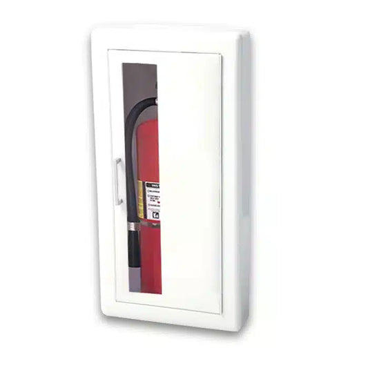 Jl Industries Fire Extinguisher Cabinet 1017V10 White, Semi-Rec, 3" Trim, Vertical Duo Door