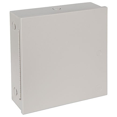 White electrical junction box on a white background