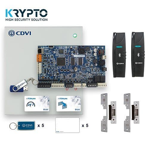 CDVI A22K1BTDS ATRIUM KRYPTO Mobile-PASS & Door Strike Kit, Includes Mobile Credentials, Readers, Door Strikes & Door Controller