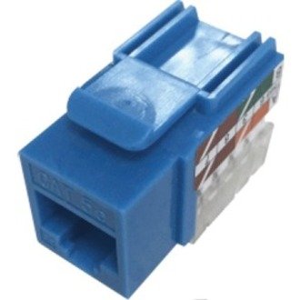 Blue electrical connector on a white background