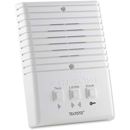 White electronic device with buttons labeled 'Talk', 'Listen', and 'Door' on a white background.