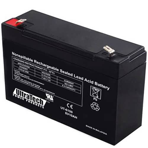 UltraTech IM-6100 6V, 10Ah SLA Battery, F1 Terminal