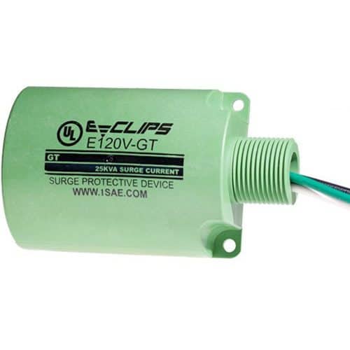 Green surge protective device with 'ECLIPS' branding on a white background