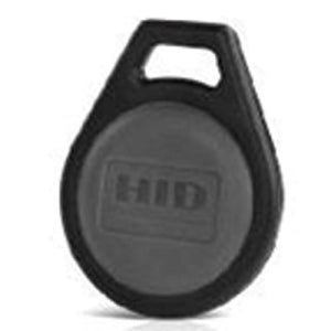 Black key fob with HID logo on a white background