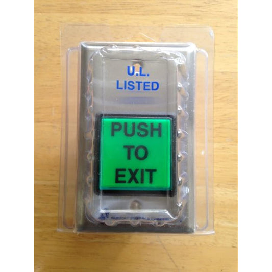 Alarm Controls TS-2-2T Request-to-Exit Station with Electronic Timer, 2" Green Square Push Button, SPDT Outputs, Single Gang, 430 Stainless Steel